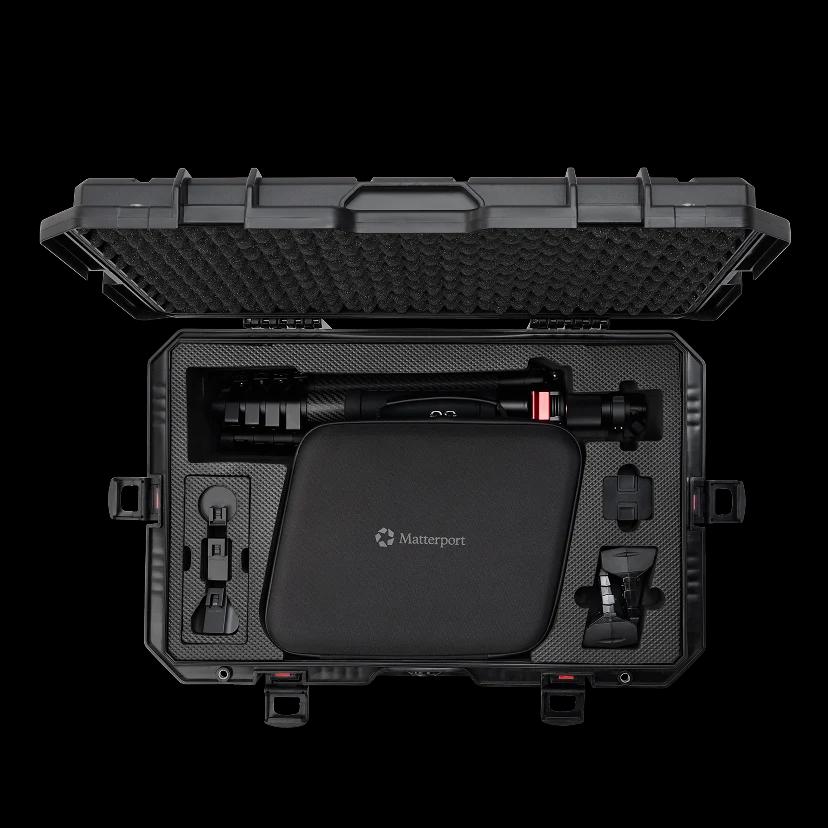 Matterport-Pro3-Ausrüstung im Transportkoffer